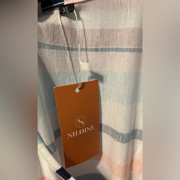 Midi Dress Chic Striped in Multicolor XL NWT - Picture 6 of 7